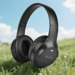 ⁦سماعات رأس لاسلكية قابلة للسحب K6 - سماعات أذن TWS سوداء وبيج أنيقة فوق الأذنين مع ميكروفون لإلغاء الضوضاء ومقبس صوت 3.5 ملم مع دعم كارت ميموري ، متوافقة لاسلكيًا للألعاب والمكالمات، مرفق معها علبة شحن USB-C⁩ - الصورة ⁦11⁩
