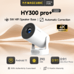 بروجيكتور محمول النسخة الخاصة بالقارة الأفريقية Magcubic HY300 Pro + Ultra Projector 4K 720P جهاز عرض محمول مزود بـ WiFi 6 BT5.4 مع معايرة رأسية تلقائية ومكبر صوت 5 وات وقابل للدوران 180 درجة
